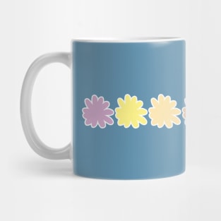 Multi Color Daisy Flower Row Minimal Graphic Art Mug